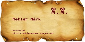 Mekler Márk névjegykártya